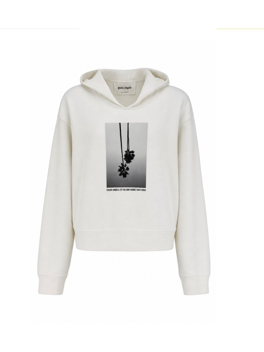Palm Angels White Paris Palm Print Hoodie Size M 100% Cotton Made in Portugal
